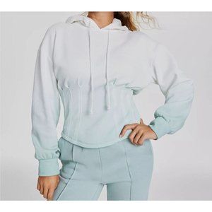 Jenni Style Not Size Women's Corset Hoodie Sweatshirt Jade Ombre Size XXL NWT